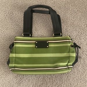 Kate Spade Green and Brown Striped Handbag